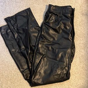 90s Straight Ultra High Rise Leather Pants
